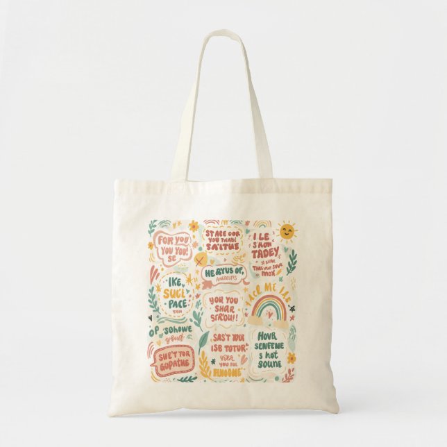 Bolso De Tela Difundir amor: Dibujos de arte Doodle con ascensor (Frente)