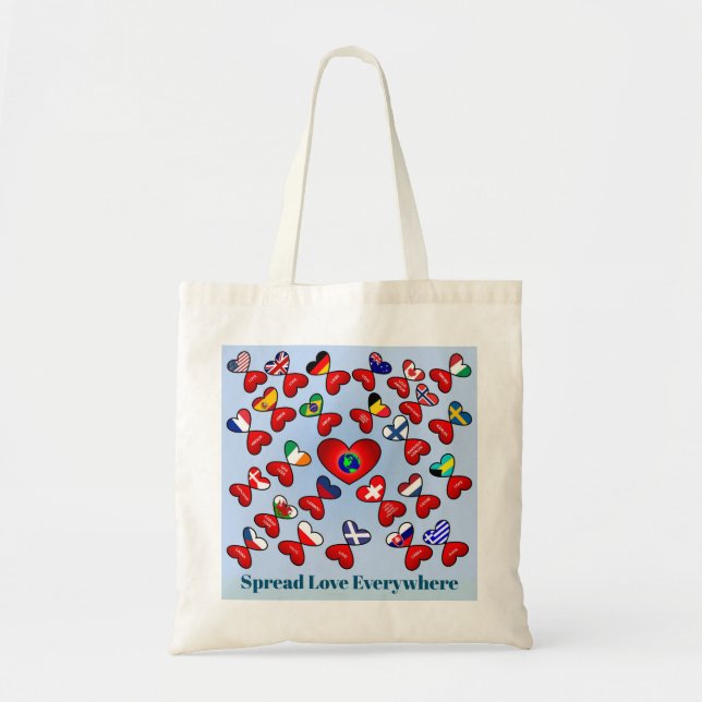 Bolso De Tela Difundir amor por todas partes en diferentes idiom (Frente)