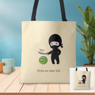 Bolso De Tela Diminueve Ninja Cutting Watermelon 2 lados amarill