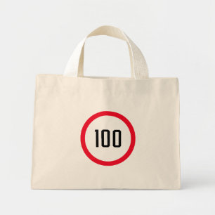 Bolso De Tela Diminuto 100 Rótulo rojo de límite máximo de velocidad   Pe