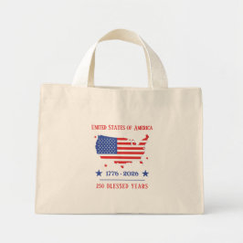 Bolso De Tela Diminuto 250 Años Benditos Patrióticos Americanos 