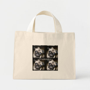 Bolso De Tela Diminuto adorable cara de pug
