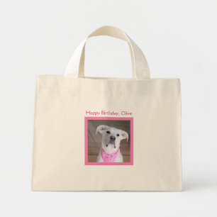 Bolso De Tela Diminuto Alegre porción blanca de perro rosa