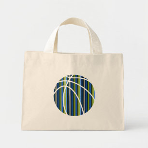 Bolso De Tela Diminuto All Boy Stripe Blue and Green Basketball Tote