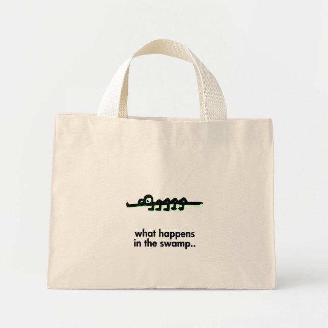 Bolso De Tela Diminuto Alligador qué pasa en la ciénaga (Frente)