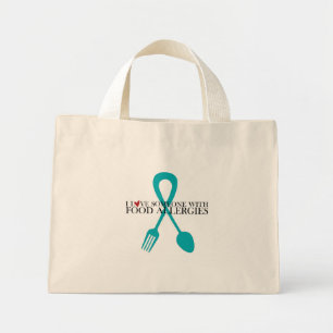 Bolso De Tela Diminuto Amo A Alguien Con Alimentos Alergias Tote