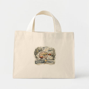 Bolso De Tela Diminuto Ansiedad vs Realidad Camiseta divertida de salud m