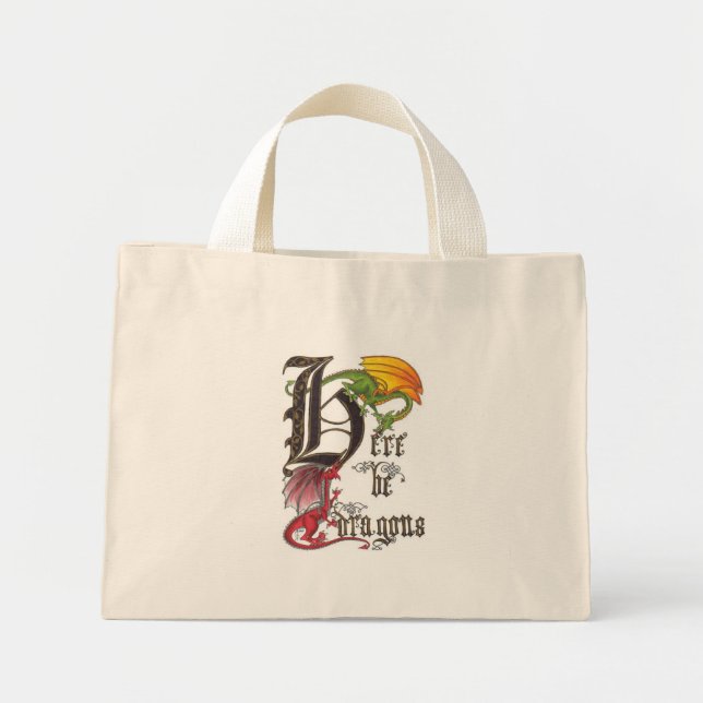 Bolso De Tela Diminuto Aquí hay dragones (Frente)