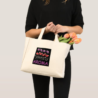 Bolso De Tela Diminuto Aroma diseño lindo en morado negro y rosa