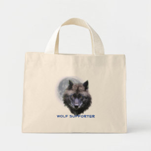 Bolso De Tela Diminuto Arte de simpatizantes del Lobo de Lobo Negro y GRI