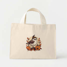 Bolso De Tela Diminuto Aves y Jack-o'-Lantern