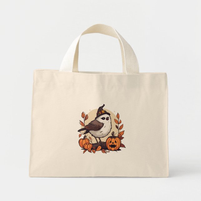 Bolso De Tela Diminuto Aves y Jack-o'-Lantern (Frente)