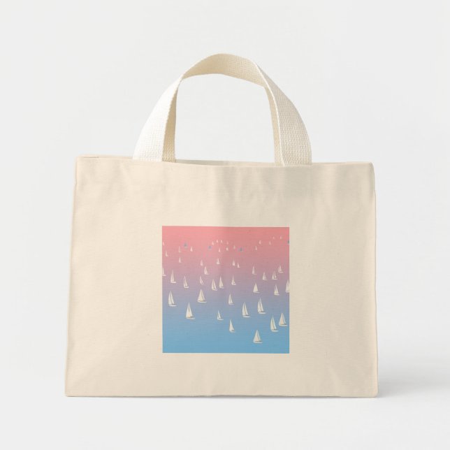 Bolso De Tela Diminuto Barcos de vela en el océano (Frente)