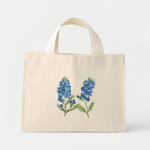 Bolso De Tela Diminuto Bluebonnets Texas Blue Floral vintage acuarela