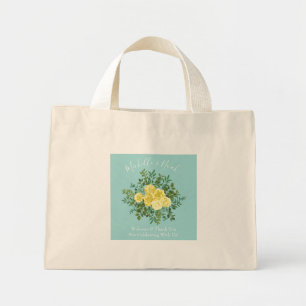 Bolso De Tela Diminuto Boda floral de primavera amarilla y Aqua