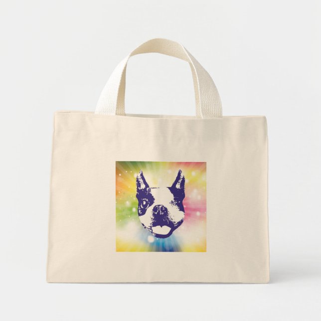 Bolso De Tela Diminuto Boston Terrier Sunburst (Frente)