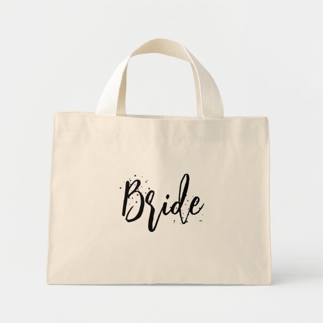 Bolso De Tela Diminuto Brie Cute Fun Calligraphy Script Simple Negro (Frente)