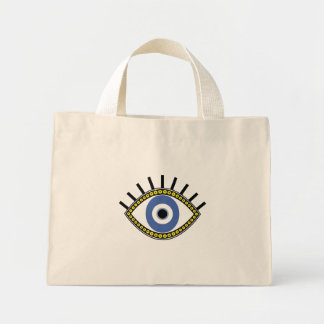 Bolso De Tela Diminuto Buena suerte, ojo azul, ojo malvado de amuleto gri