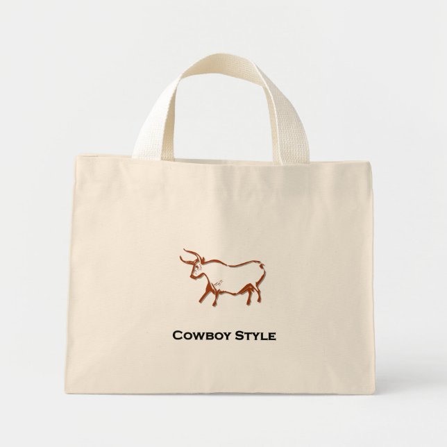 Bolso De Tela Diminuto Bull Cowboy Style Brown (Frente)