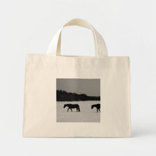 Bolso De Tela Diminuto Caballos con nevada