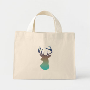 Bolso De Tela Diminuto Cabeza de ciervo moderna color naranja marina y Aq