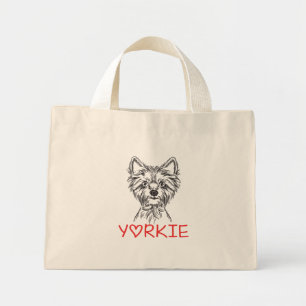 Bolso De Tela Diminuto Cachorro Adorable de Yorkie Amante del Terrier de