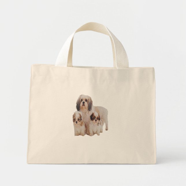 Bolso De Tela Diminuto Cachorros de Shih Tsu (Frente)