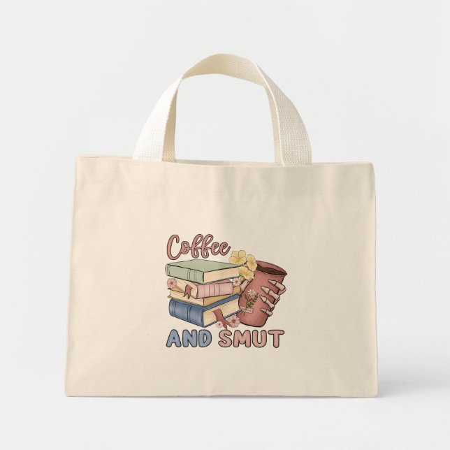 Bolso De Tela Diminuto Café y mochila pequeña de tote (Frente)