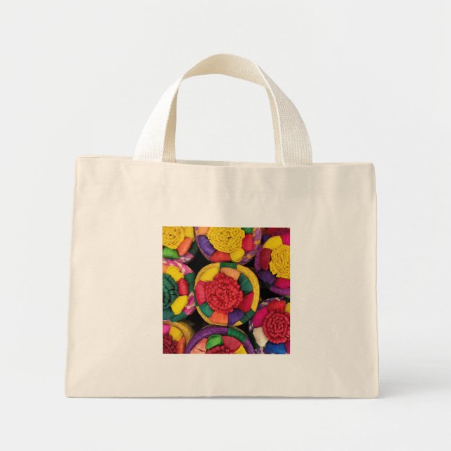 Bolso De Tela Diminuto Cajas de mimbre mexicanas (Frente)