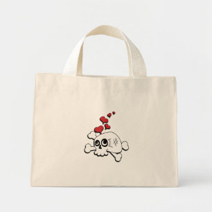 Bolso De Tela Diminuto Calavera y corazón
