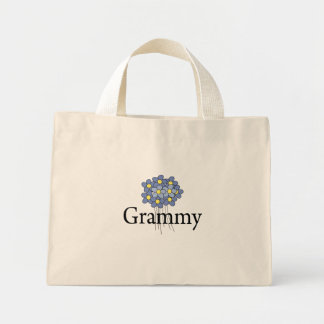 Bolso De Tela Diminuto Camiseta Grammy Flor Azul Bonita