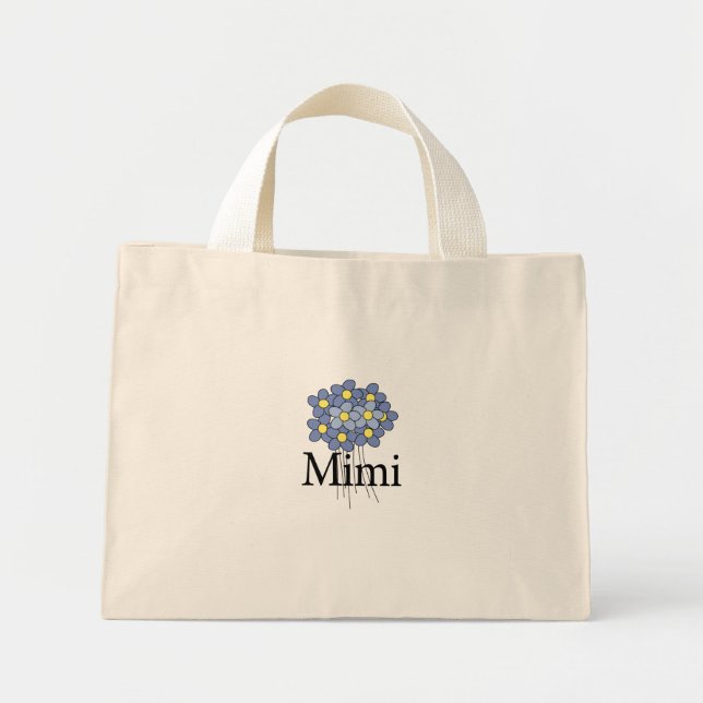 Bolso De Tela Diminuto Camiseta Mimi azul flor Bonito (Frente)