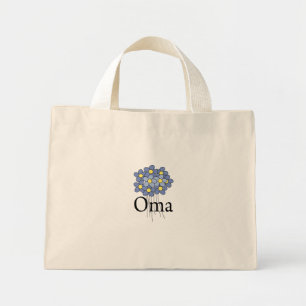 Bolso De Tela Diminuto Camiseta Oma Flor Azul Bonita