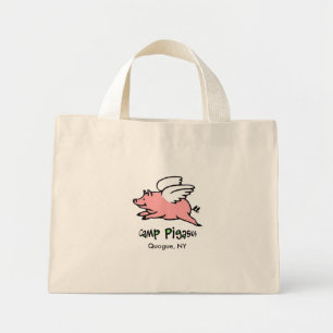 Bolso De Tela Diminuto Camp Pigasus, tote de playa de rayas azules y blan