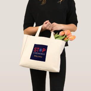 Bolso De Tela Diminuto Campaña para detener el virus Corona, pandemia cov