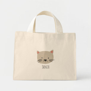 Bolso De Tela Diminuto Cara de gato peinado