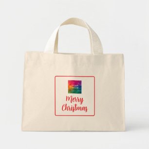Bolso De Tela Diminuto Cargar foto o logotipo Feliz Navidad Doble cara