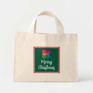 Bolso De Tela Diminuto Cargar foto o logotipo Plantilla navideña de Feliz