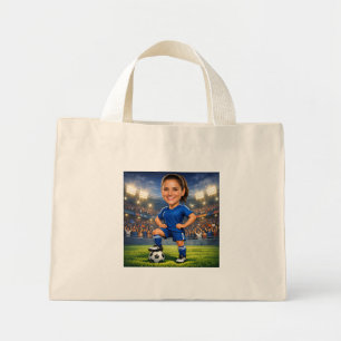Bolso De Tela Diminuto Caricatura personalizada de fútbol con foto