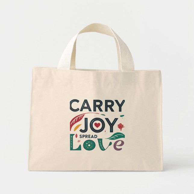 Bolso De Tela Diminuto Carry Joy, Spread Love Tiny Toag (Frente)