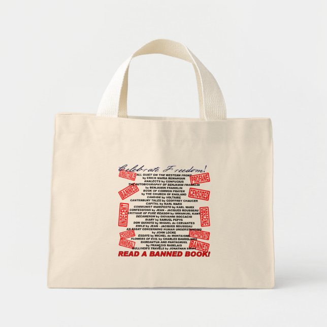 Bolso De Tela Diminuto ¡Celebren la libertad!  ¡Lean un libro prohibido!( (Frente)
