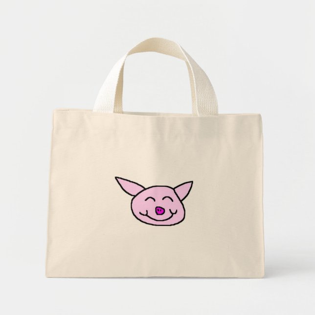 Bolso De Tela Diminuto Cerdo feliz (Frente)