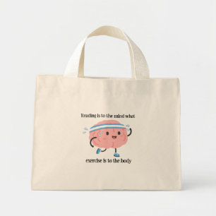 Bolso De Tela Diminuto Cerebro Rosa Lindo Leyendo Ejercicio Amante del Li