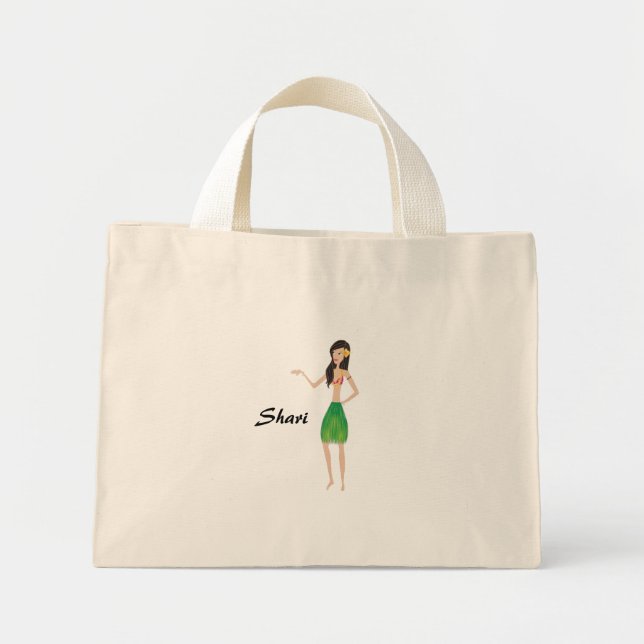 Bolso De Tela Diminuto chica de flor-hula (Frente)