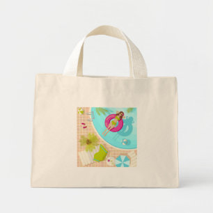 Bolso De Tela Diminuto Chica de la piscina en la playa de verano de bikin