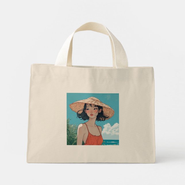Bolso De Tela Diminuto Chica de la playa de verano Anime Tiny Toag (Reverso)