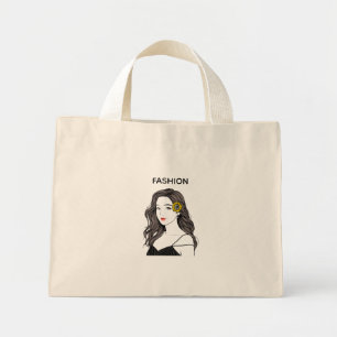 Bolso De Tela Diminuto Chica de moda estética Lona de arte de línea de gi