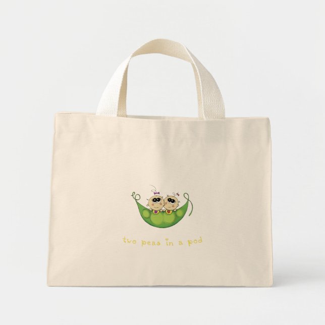 Bolso De Tela Diminuto Chicas gemelos - Dos maricas en un poste (Frente)