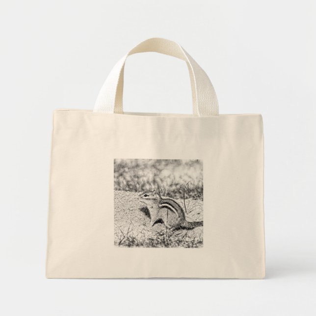 Bolso De Tela Diminuto Chipmunk Sketch (Frente)