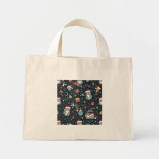 Bolso De Tela Diminuto Christmas Pattern Cats